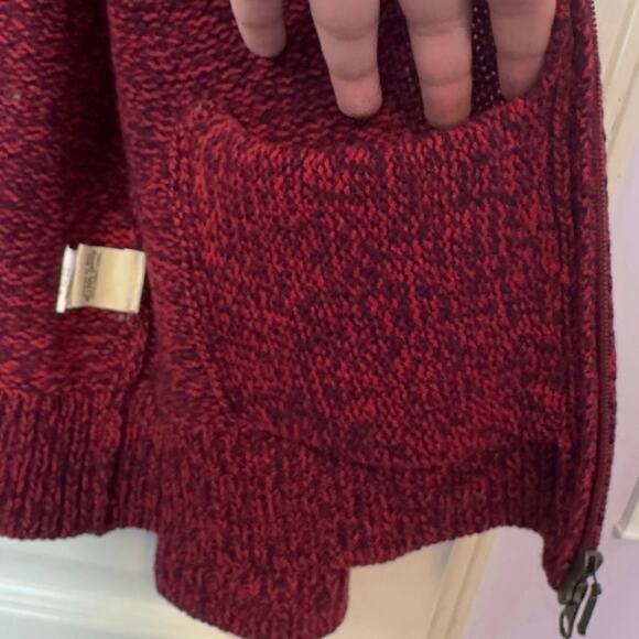 L.L. Bean 100% Lambswool Full Double Zip Knit Cardigan Sweater Size S Red Winter - Picture 13 of 13